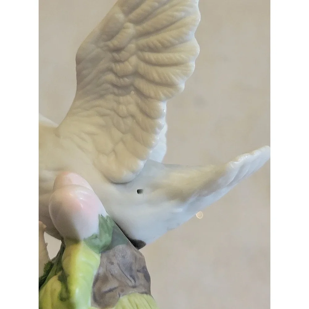 Vintage Seymour Mann Bisque Porcelain Dove Bell Ornament Floral Bird 1996 Decor‎